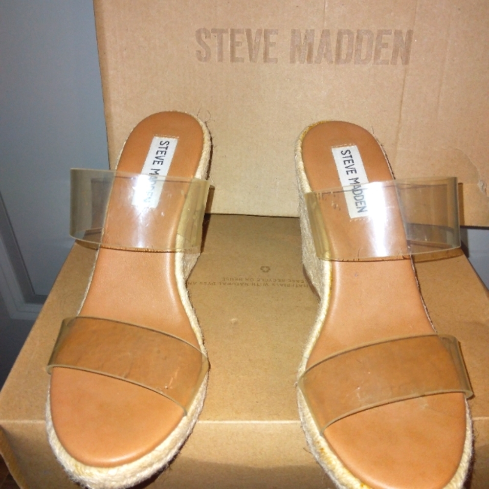Steve Madden clear espadrill sandles